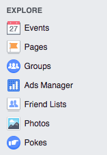 facebook explore menu